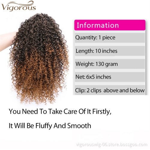 Wholesale Synthetic Short Drawstring Ponytail Messy Hairpieces Afro Kinky Curly Hair Extensions For Black White Women
